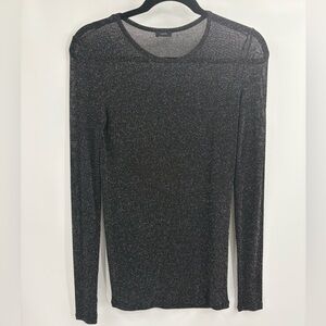 Joesph lurex knit black see through layer metallic long sleeve size small